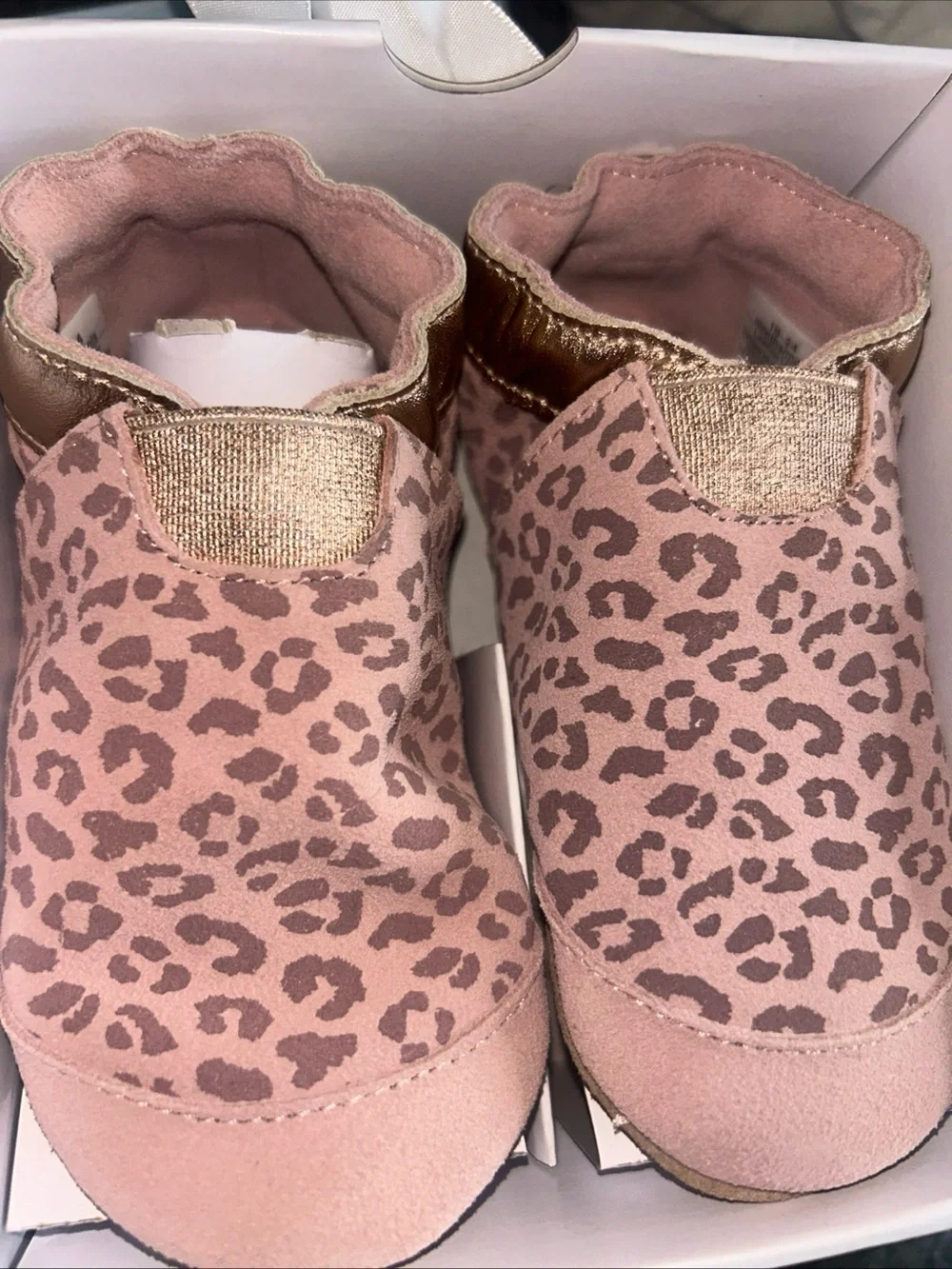 Robeez Size 18-24 Months Animal Print Blush Leather Soft Soles Toddler Shoes NIB